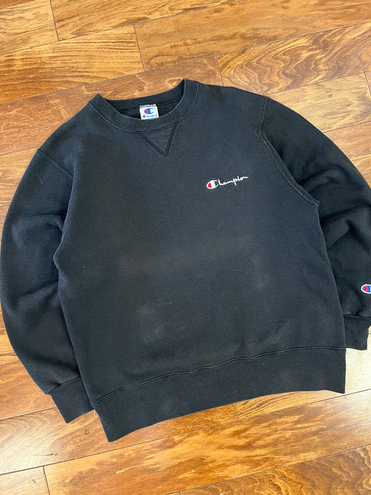 90s Champion Essential Black Crewneck (L)