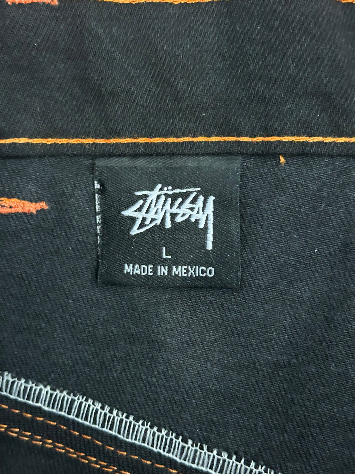 2010s Stussy Black & Orange Jean Shorts (34)