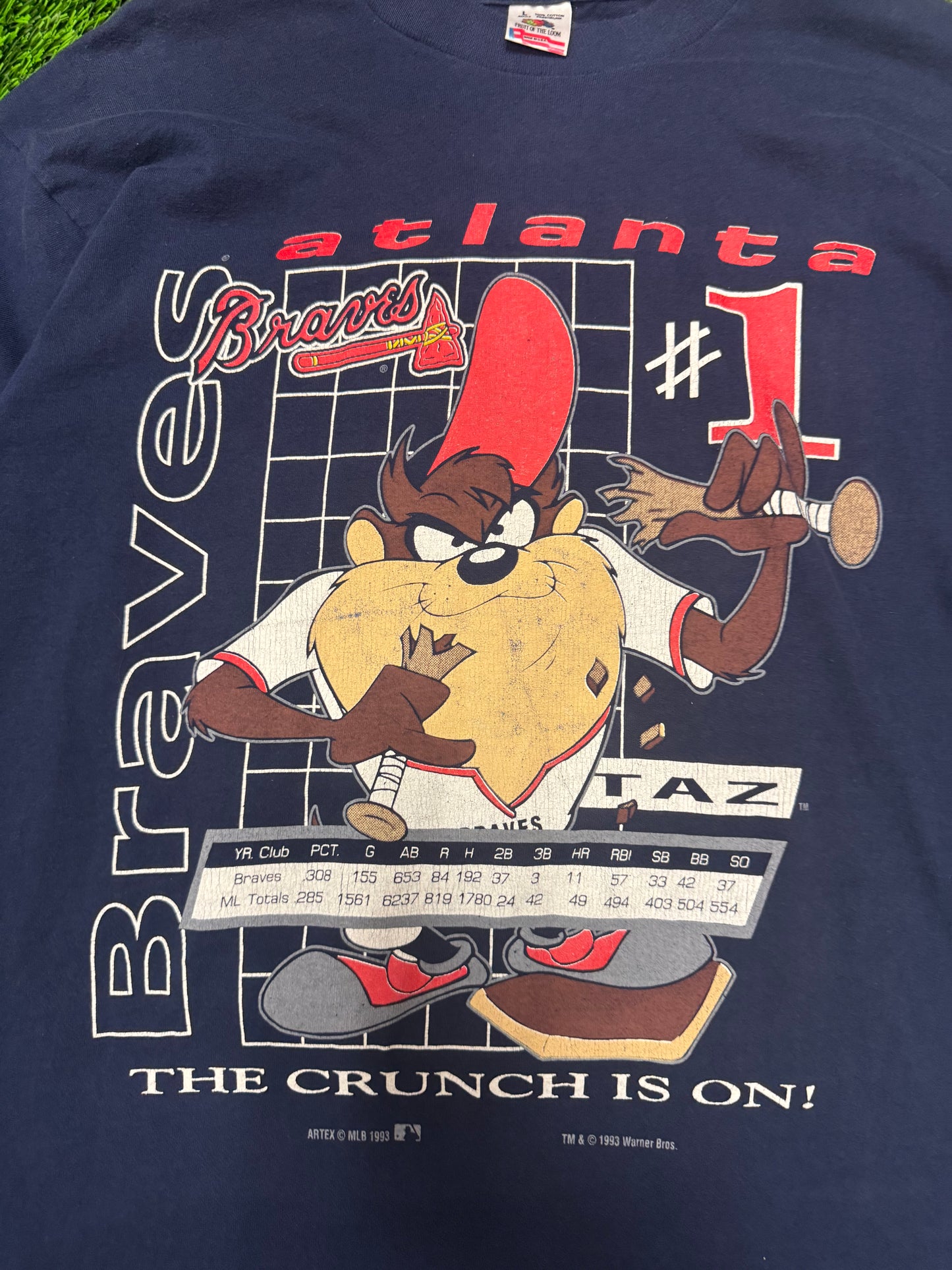 1993 Atlanta Braves Looney Tunes Taz MLB Tee (L)