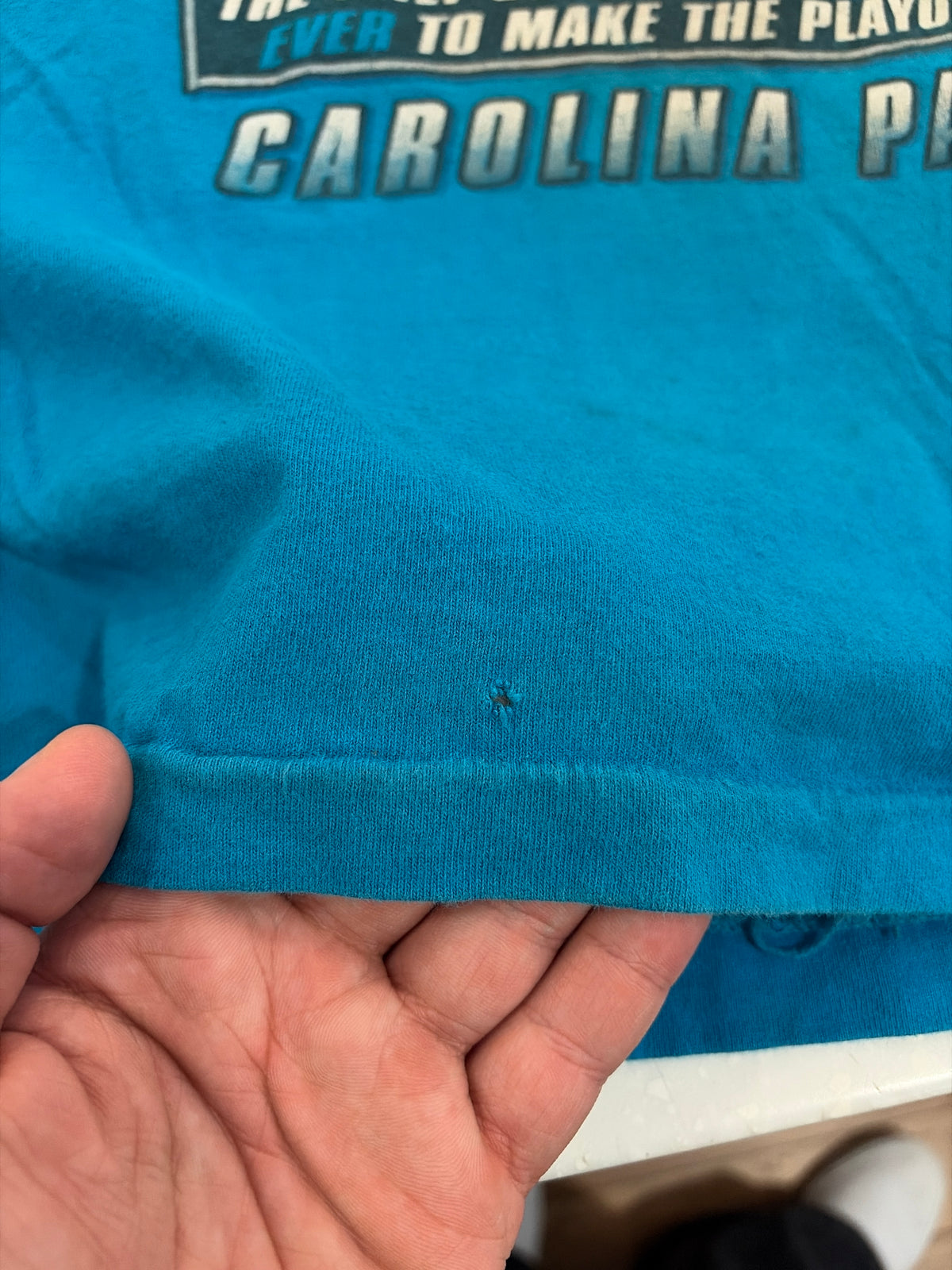 1996 Carolina Panthers Playoffs Stained Blue Tee (L)