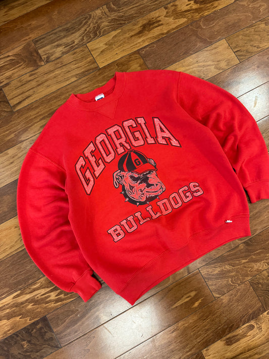90s Georgia Bulldogs Vintage Russell Spell Out Crewneck (XL)