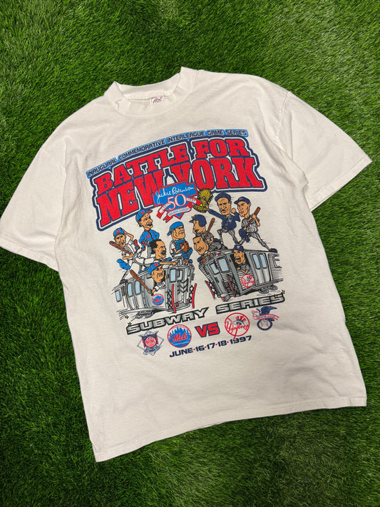 1997 MLB Subway Series "Battle for New York" Yankees vs Mets (Jackie Robinson 50th) Tee (XL)