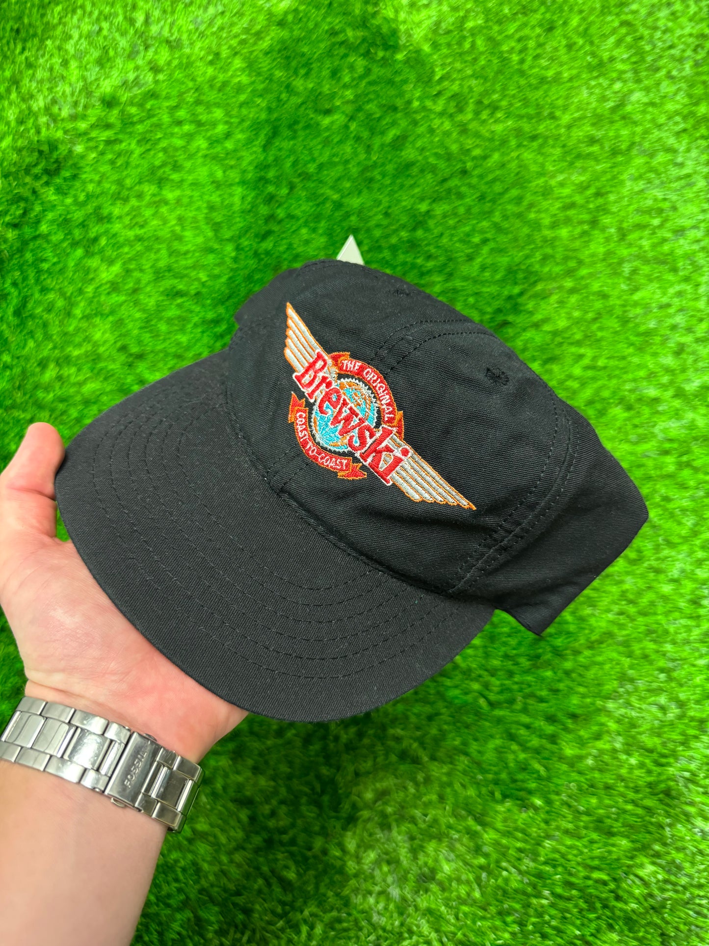 90s Brewski "Coast to Coast" Beer Promo Vintage Snapback Hat (OS)