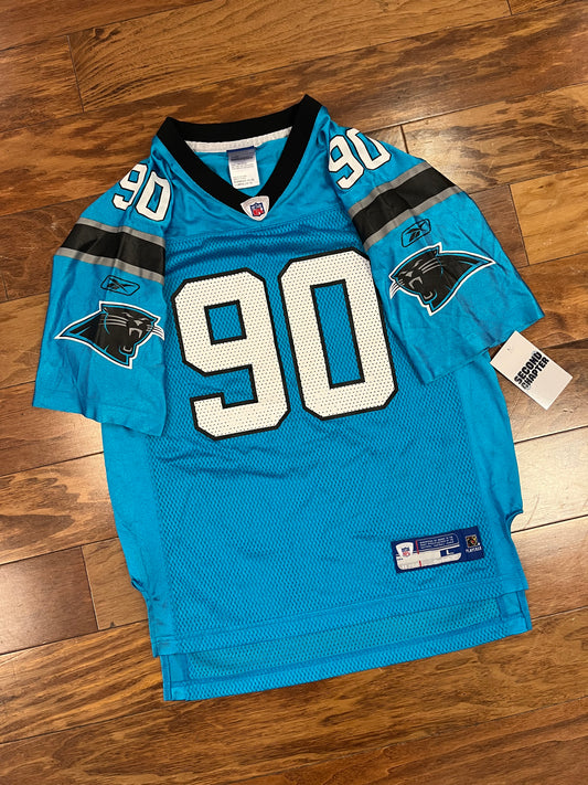 00s Carolina Panthers Julius Peppers Blue Jersey (Youth L)