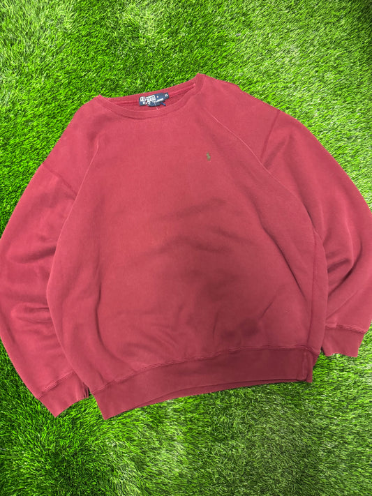 90s Polo Ralph Lauren Vintage Burgundy Crewneck (XL)