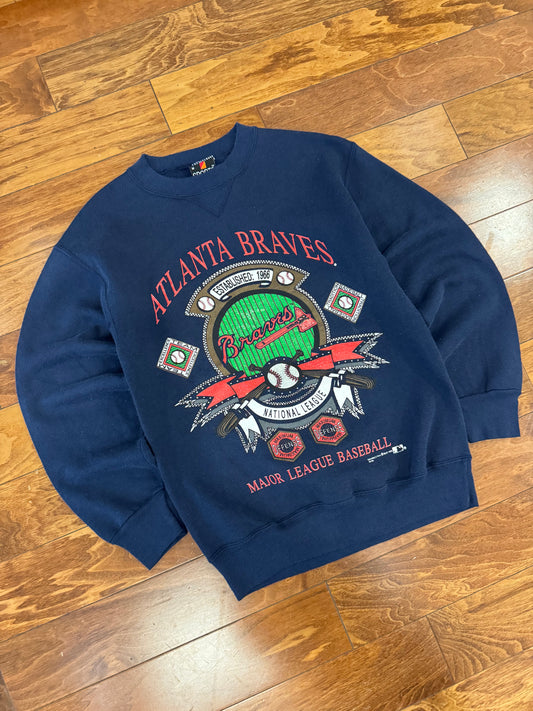 1992 Atlanta Braves Big Graphic Vintage MLB Crewneck (M)