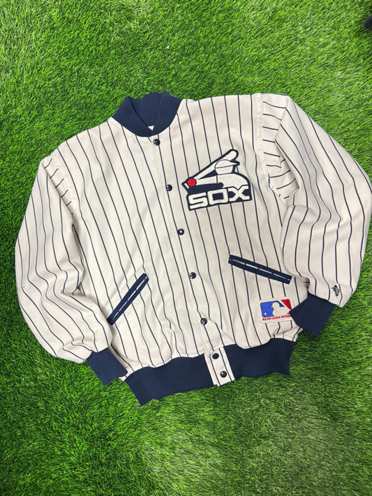 80s Chicago White Sox Vintage Pinstripe Coach Jacket (M)