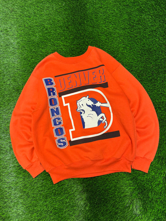 90s Denver Broncos Old Logo Orange Crewneck (M)