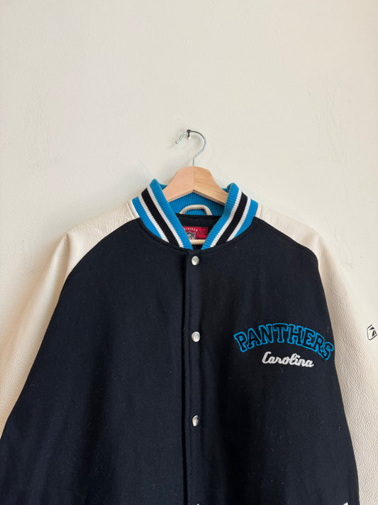 00s Carolina Panthers Gridiron Leather Varsity Jacket (L)