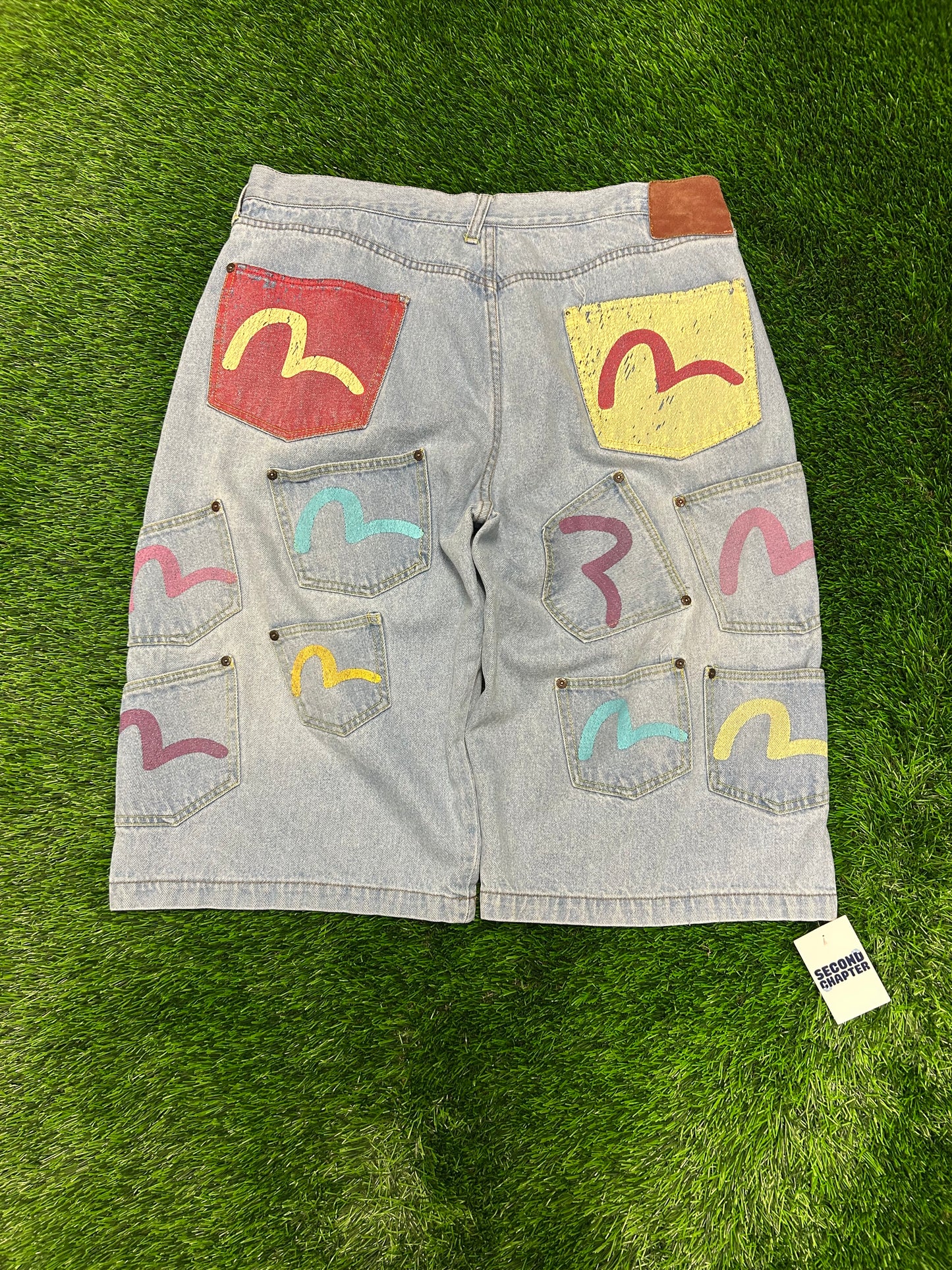 00s Evisu Vintage Multi Pocket Button Fly Jean Shorts (40)
