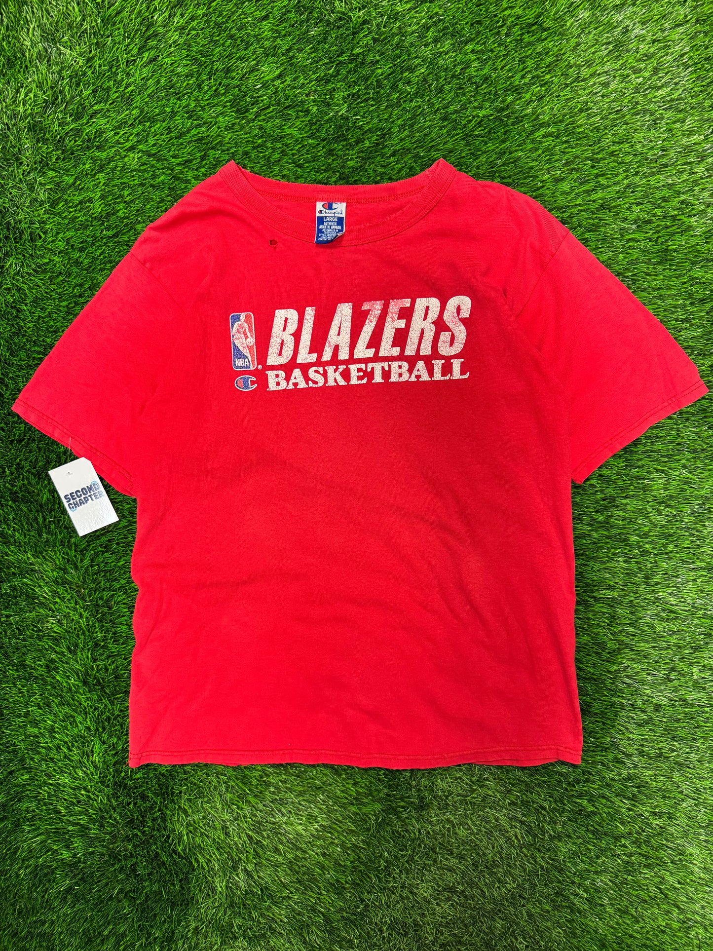 90s Portland Trail Blazers Champion Spell Out Vintage Tee (L)