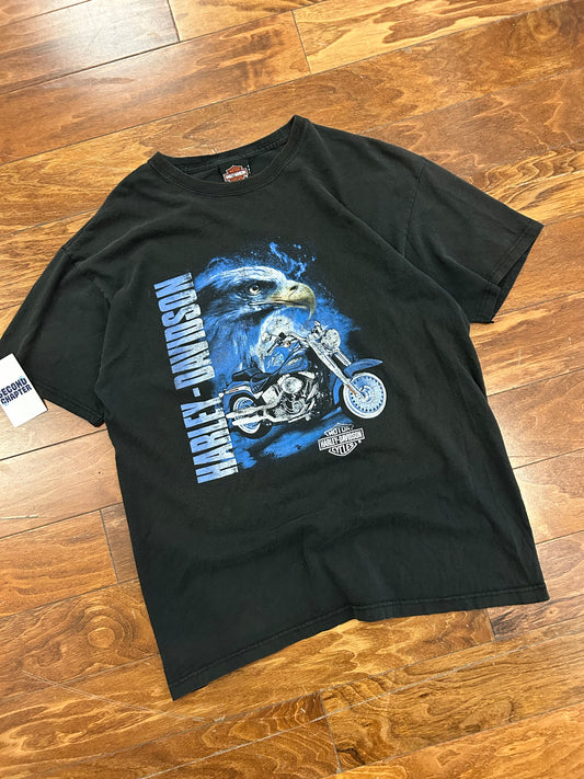 Harley Davidson Modern Blue Flame Eagle Tee (L)
