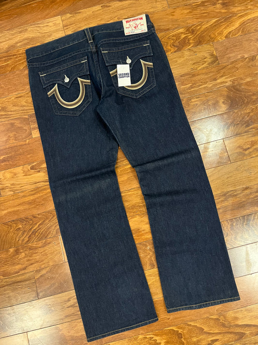 00s True Relgion Ricky Brown Logo Jeans (44x36)