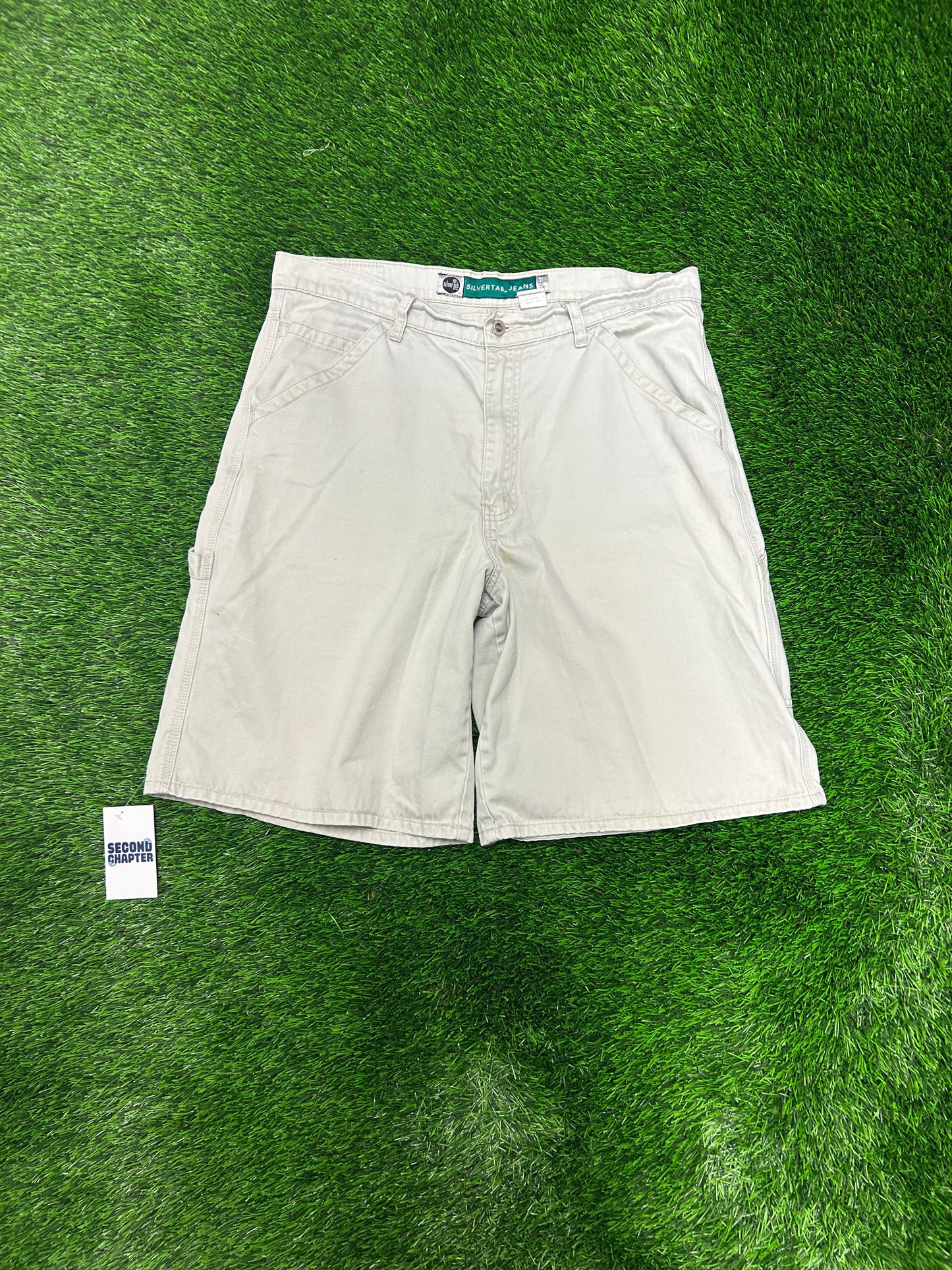 00s Levi's Silver Tab Baggy Khaki Carpenter Vintage Y2K Shorts (34)