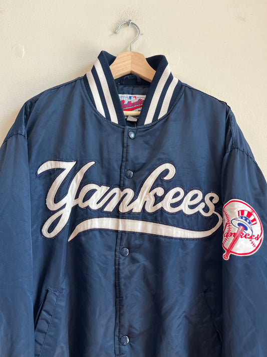 90s New York Yankees Script Starter Satin Jacket (M)