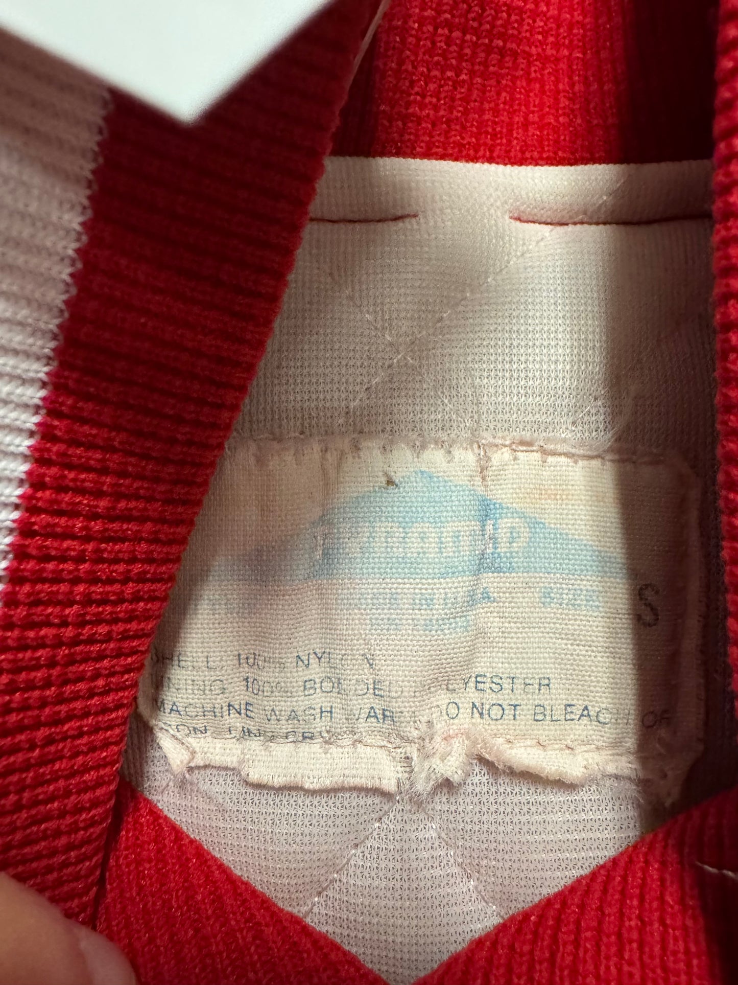 90s Brooklyn Script Red Vintage Satin Jacket (S)