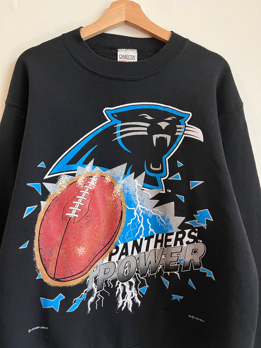1993 Carolina Panthers Power Football Lightning Crewneck (L)