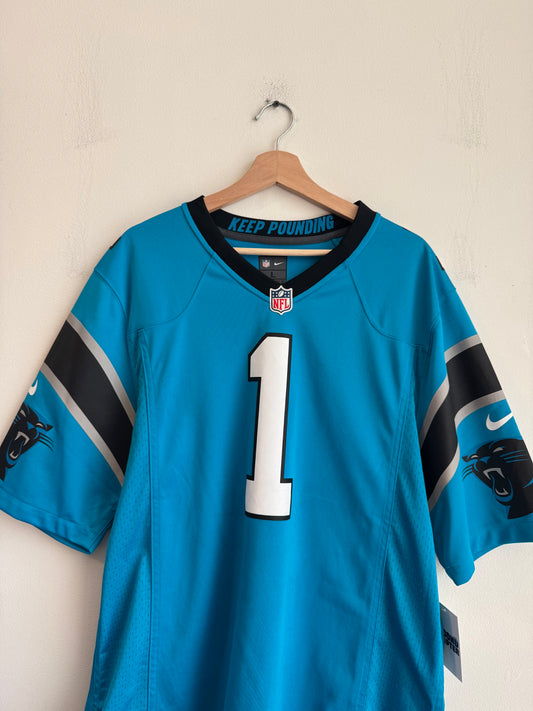 2016 Carolina Panthers Cam Newton Electric Blue Jersey (L)