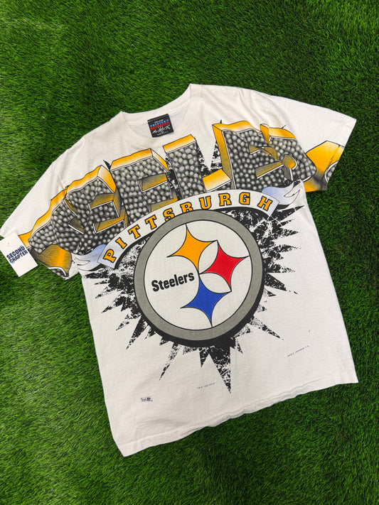 1995 Pittsburgh Steelers Magic Johnson T's Sleeve To Sleeve Tee (L)
