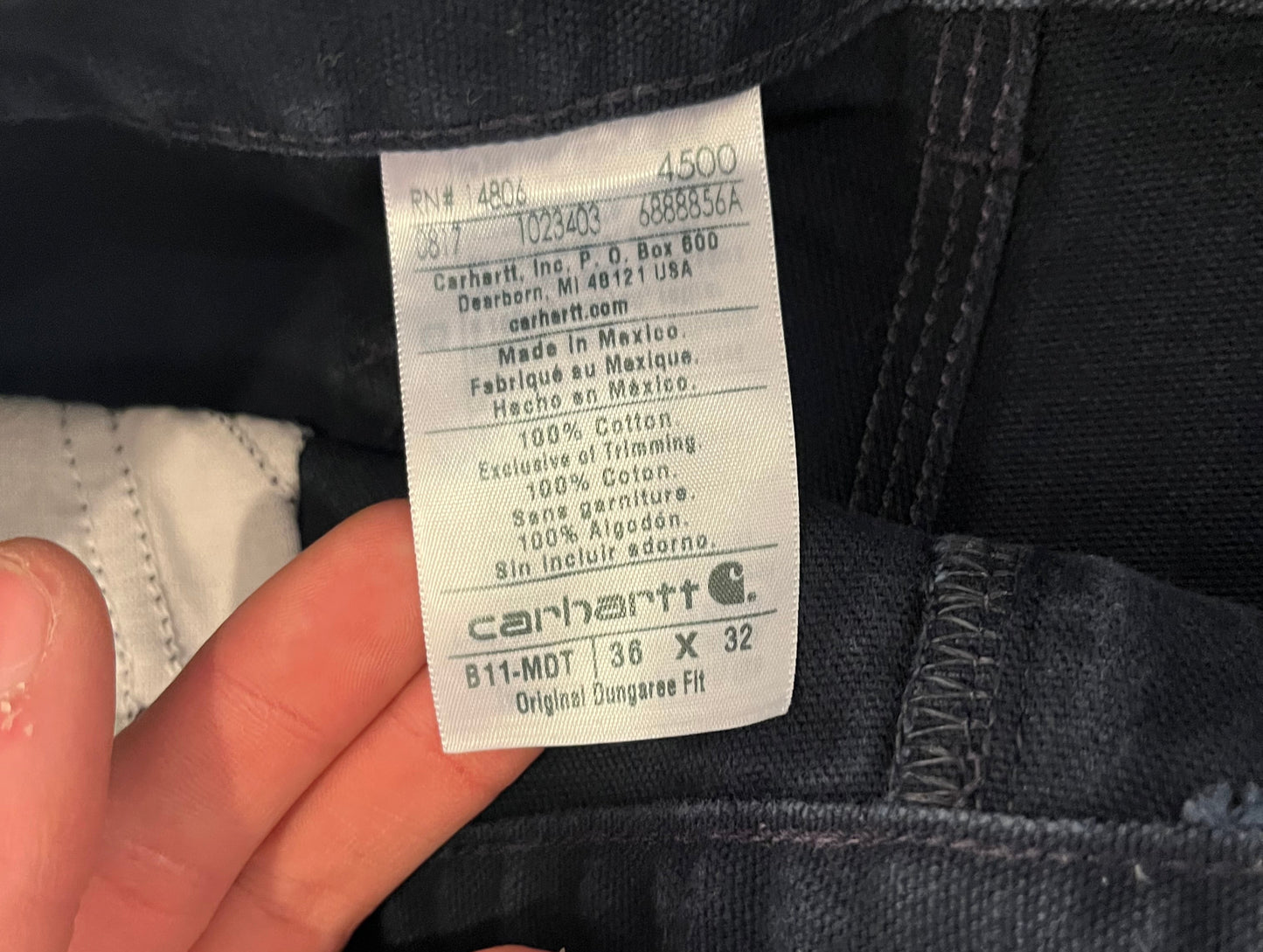 2017 Carhartt Midnight Navy Carpenter Pants (36 x 32)