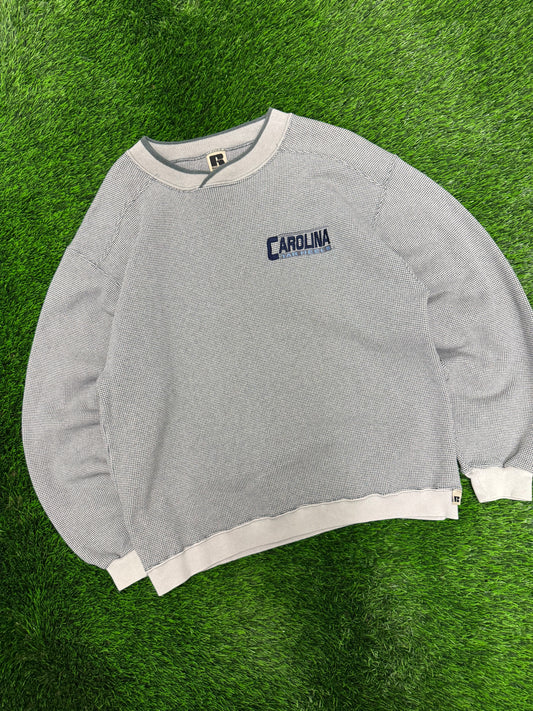 90s University of North Carolina UNC Tar Heels Essential Russell Vintage Waffle Knit Crewneck (L)