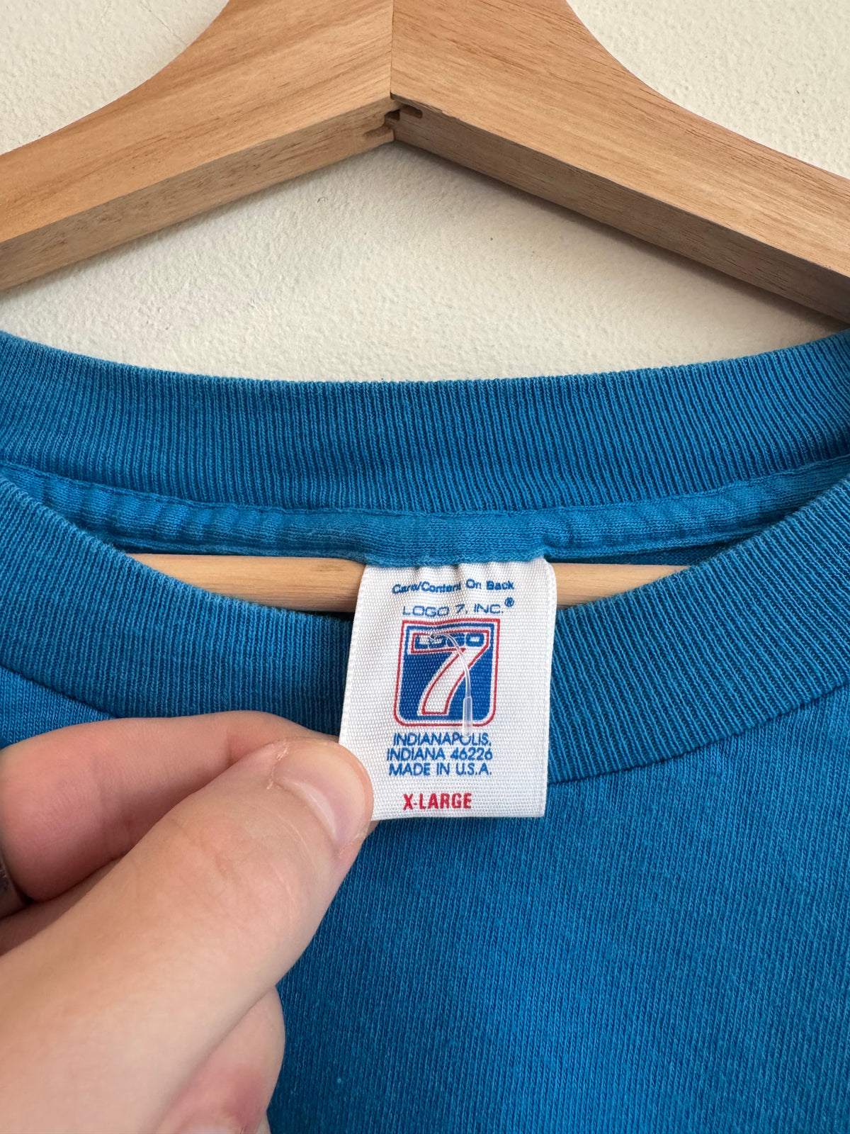 1995 Carolina Panthers Electric Blue Logo 7 Tee (XL)