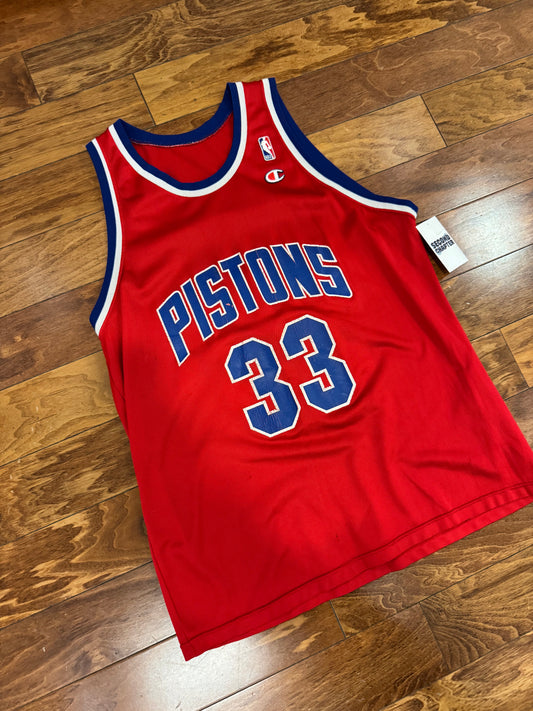 90s Detroit Pistons Grant Hill #33 Vintage Champion NBA Red Jersey (L)