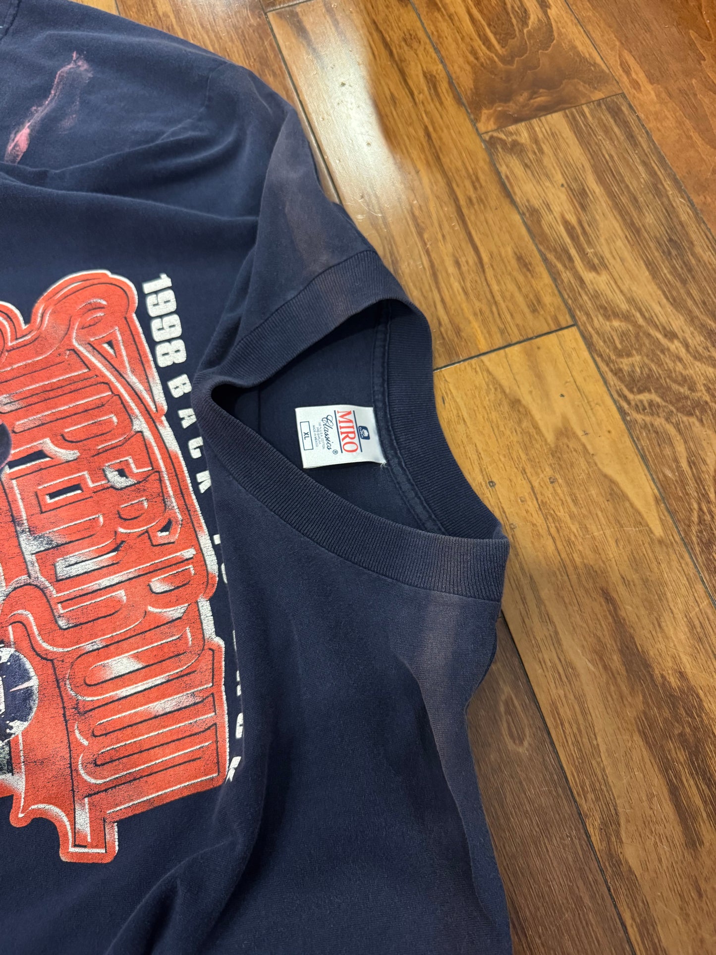 1998 Denver Broncos Elway Super Bowl Faded Navy Tee (XL)