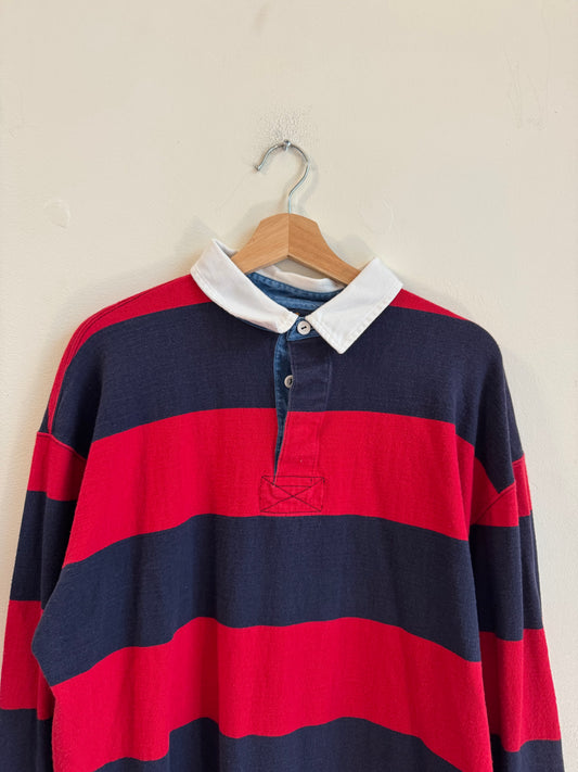 1990s Land's End Rugby Quarter Button Long Sleeve (L)