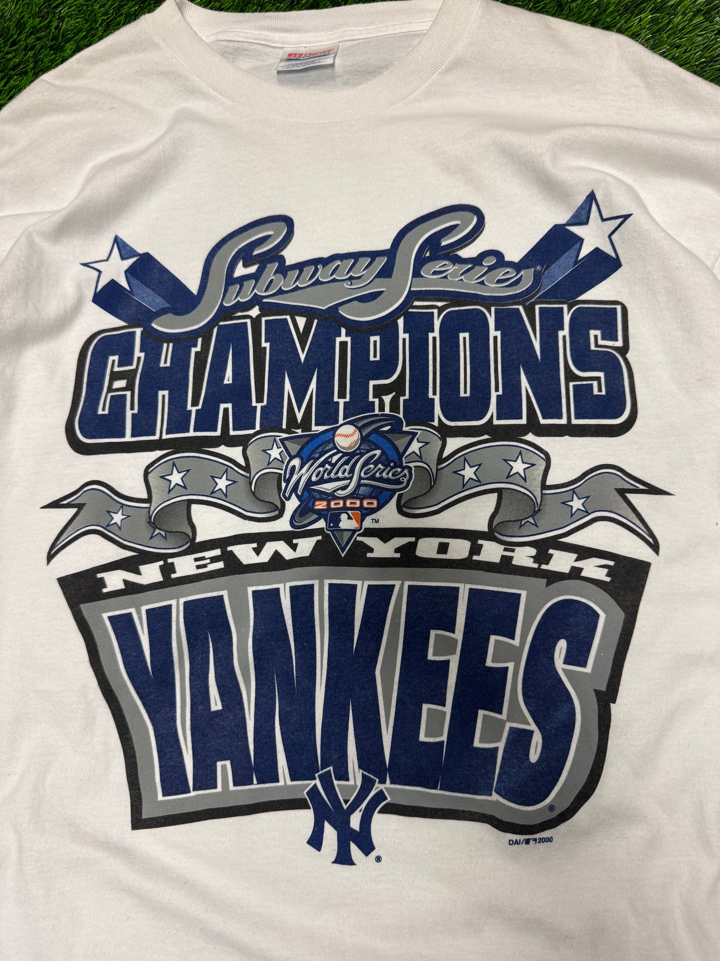 2000 New York Yankees Subway Series Spell Out Vintage MLB Tee (XL)