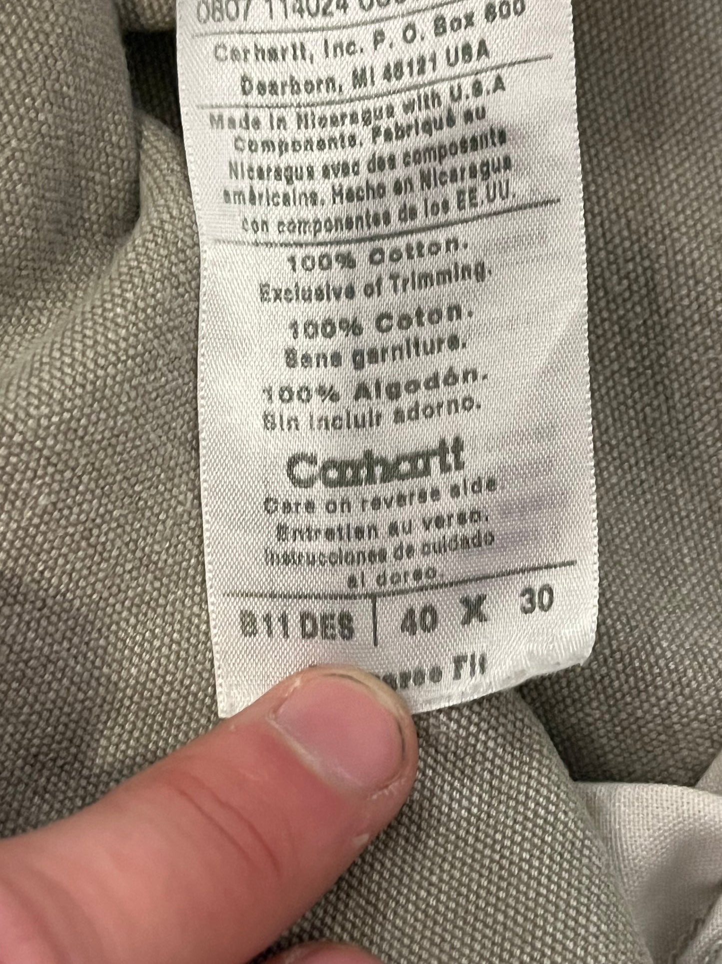 2007 Carhartt Beige Vintage Carpenter Pants (38 x 30)