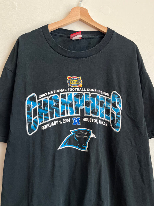 2004 Carolina Panthers NFC Champions Faded Black Tee (XL)