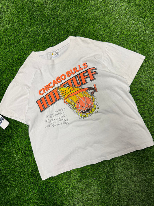 90 Chicago Bulls Hot Stuff Graphic Vintage Tee (XL)