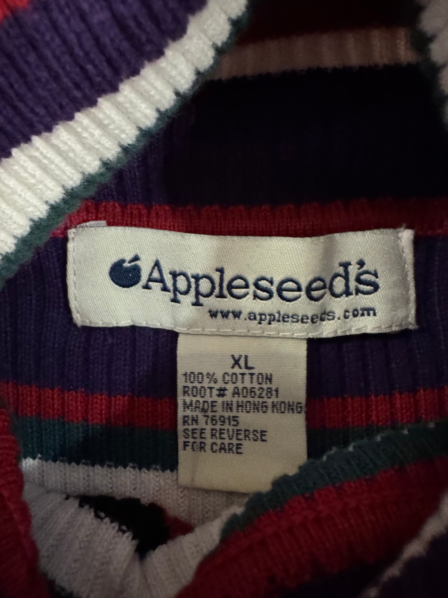 90s Appleseed Striped Women's Turtleneck Sweater (S)
