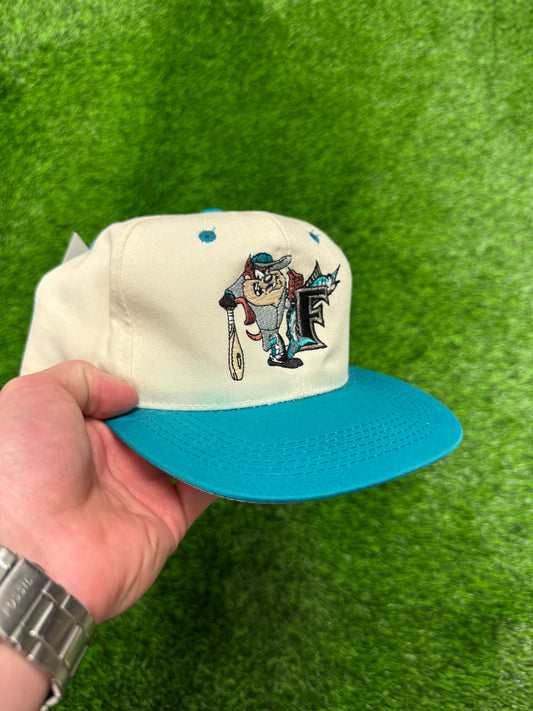 90s Florida Marlins Taz Looney Tunes Vintage Youth Snapback Hat (Youth OS)