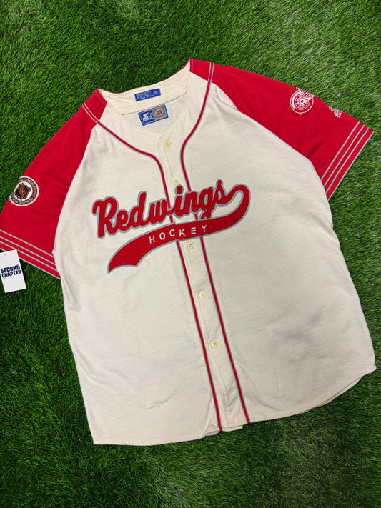90s Starter Detroit Redwings NHL Baseball Hockey Jersey (XL)