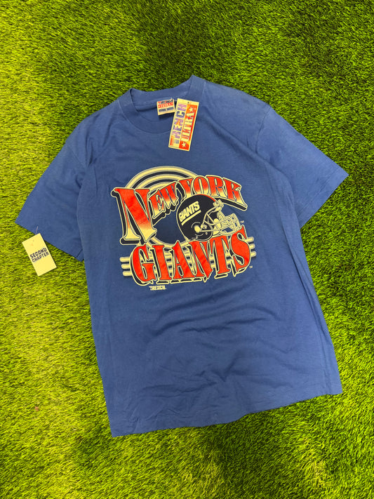 90s NY Giants Spell Out Helmet Tee (L) (New Tags)