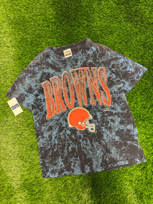 1992 Cleveland Browns Blue Acid Wash Tee (L)