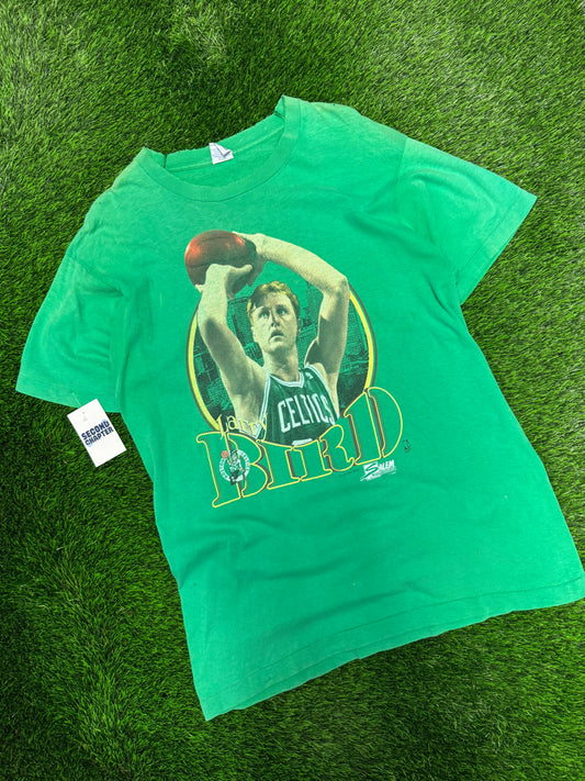 1990 Boston Celtics Larry Bird Vintage NBA Salem Distressed Tee (XL)