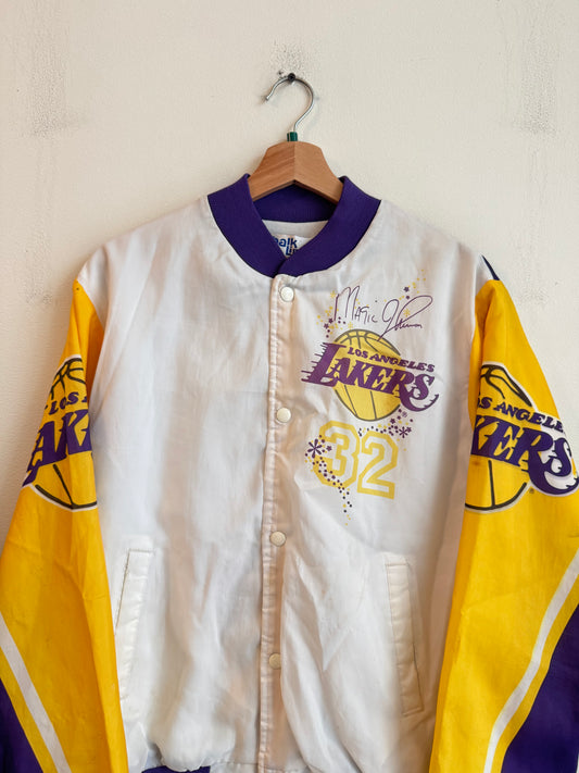 90s Los Angeles Lakers Magic Johnson Fanimation Satin Jacket (M)