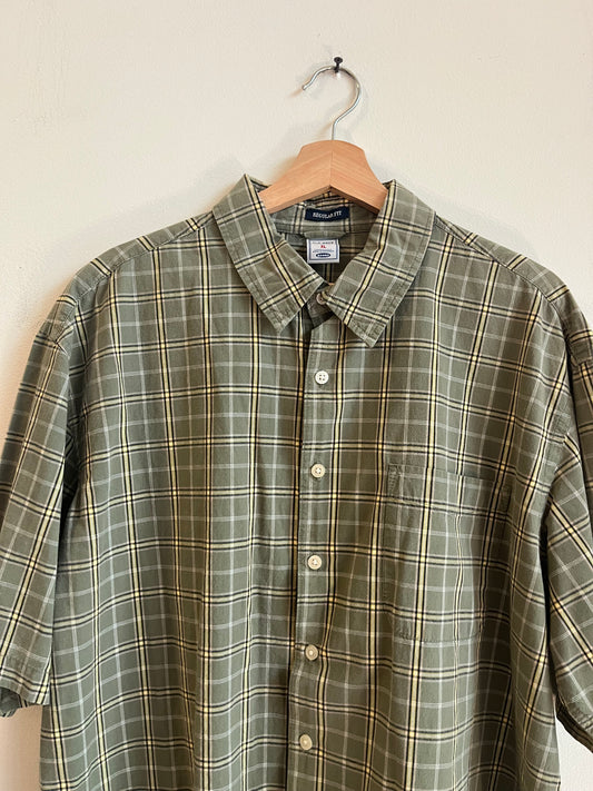 00s Old Navy Green Striped Button Down Polo Shirt (XL)