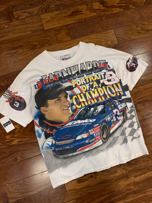1998 Nascar Dale Earnhardt Jr Portrait of a Champion AOP Tee (XL)