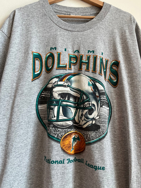 00s Miami Dolphins Grey Helmet Tee (XL)