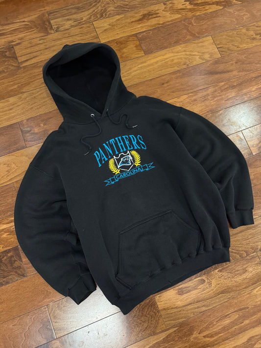 90s Carolina Panthers Embroidered Hoodie (L)