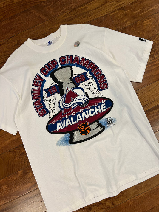 1996 Colorado Avalanche Stanley Cup Champions Deadstock Vintage Starter NHL Tee (L)