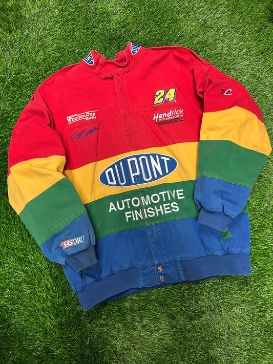 90s Dupont Jeff Gordon Vintage Rainbow Chase Authentic Racing Jacket (XL)