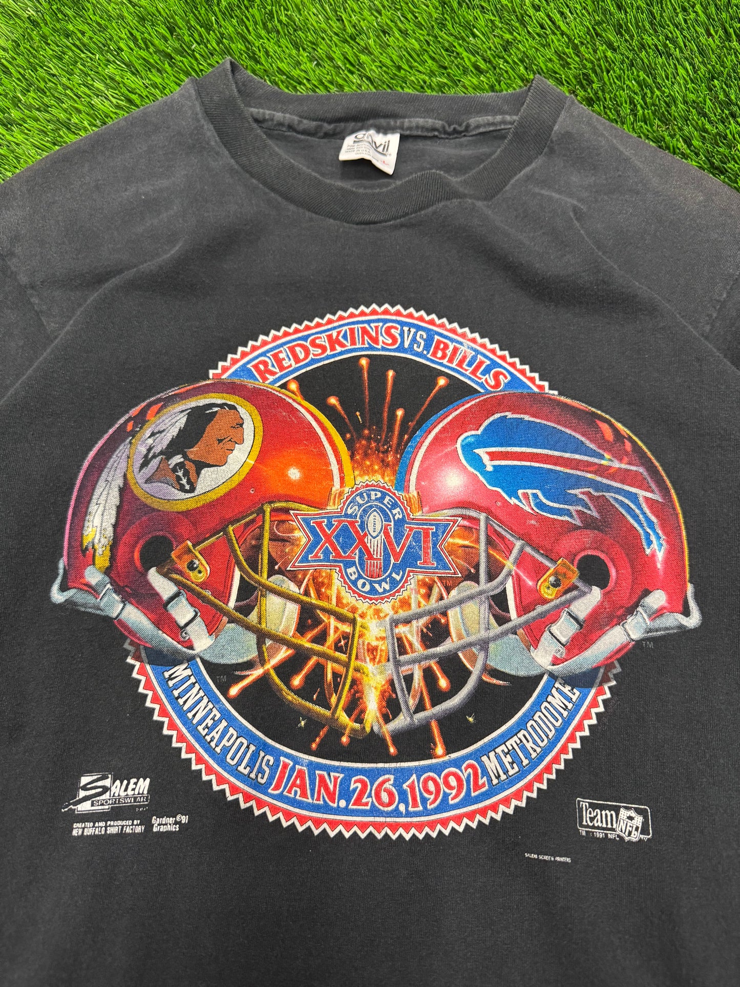 1992 Bills v Redskins Black Tee (M)