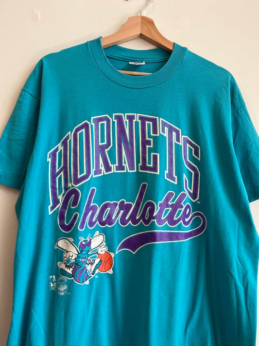 90s Charlotte Hornets Logo 7 Teal Tee (XL)