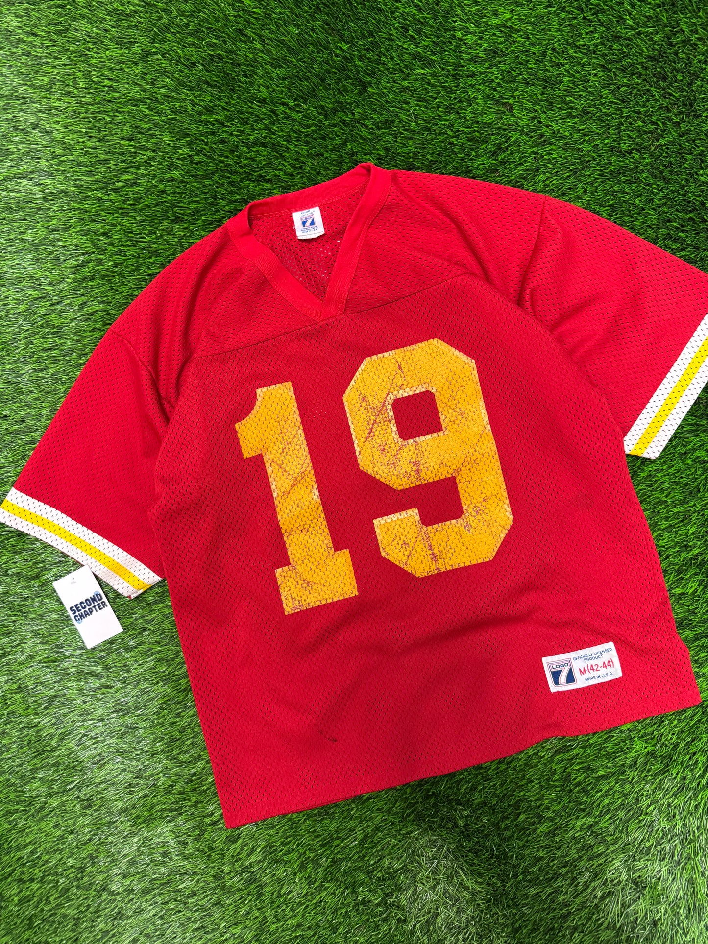 90s Kansas City Chiefs Joe Montana #19 Logo 7 Jersey (M)