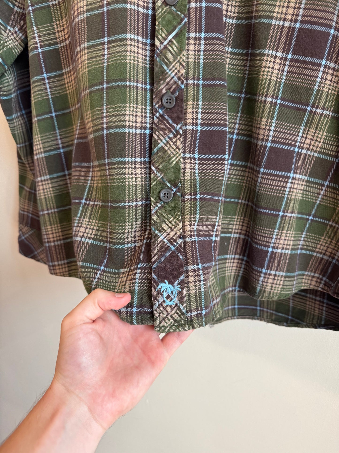 00s Union Bay Essential Earth Toned Green Flannel (XL)